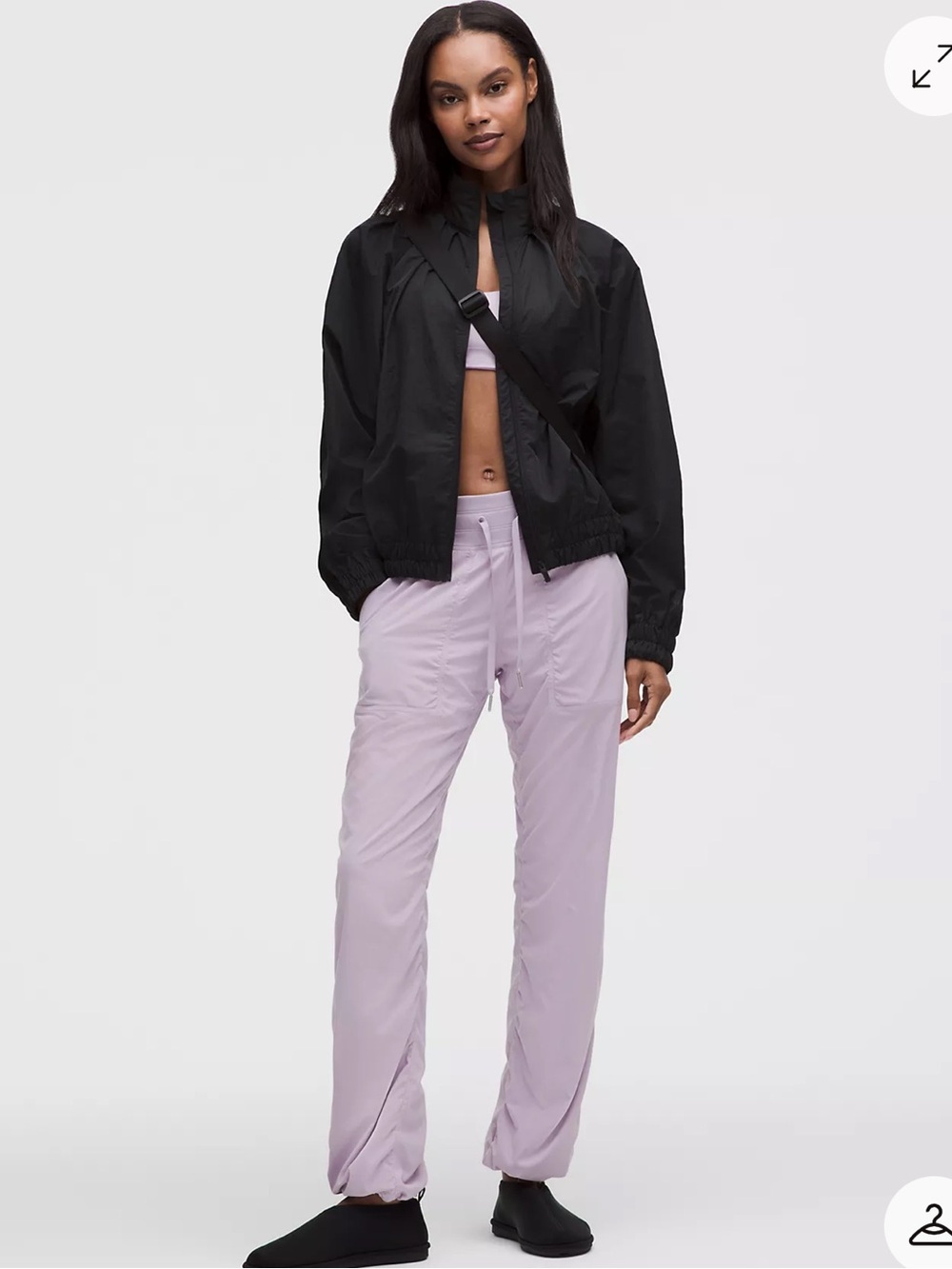 lululemon Lilac Track Pants with Black Jacket Styling